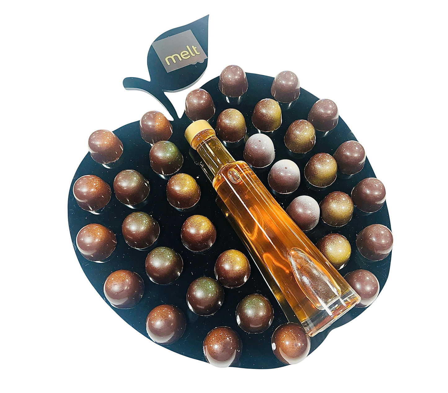 Chocolate Balls on Acrylic Apple