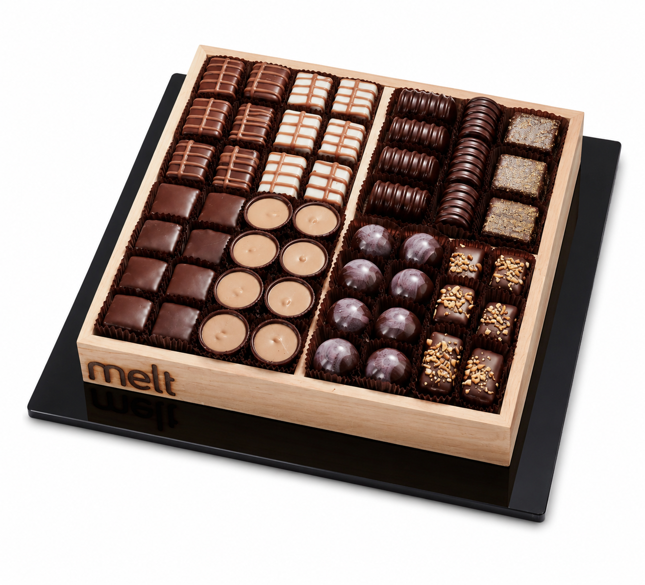 4 Section Chocolates Tray with Acrylic Base
