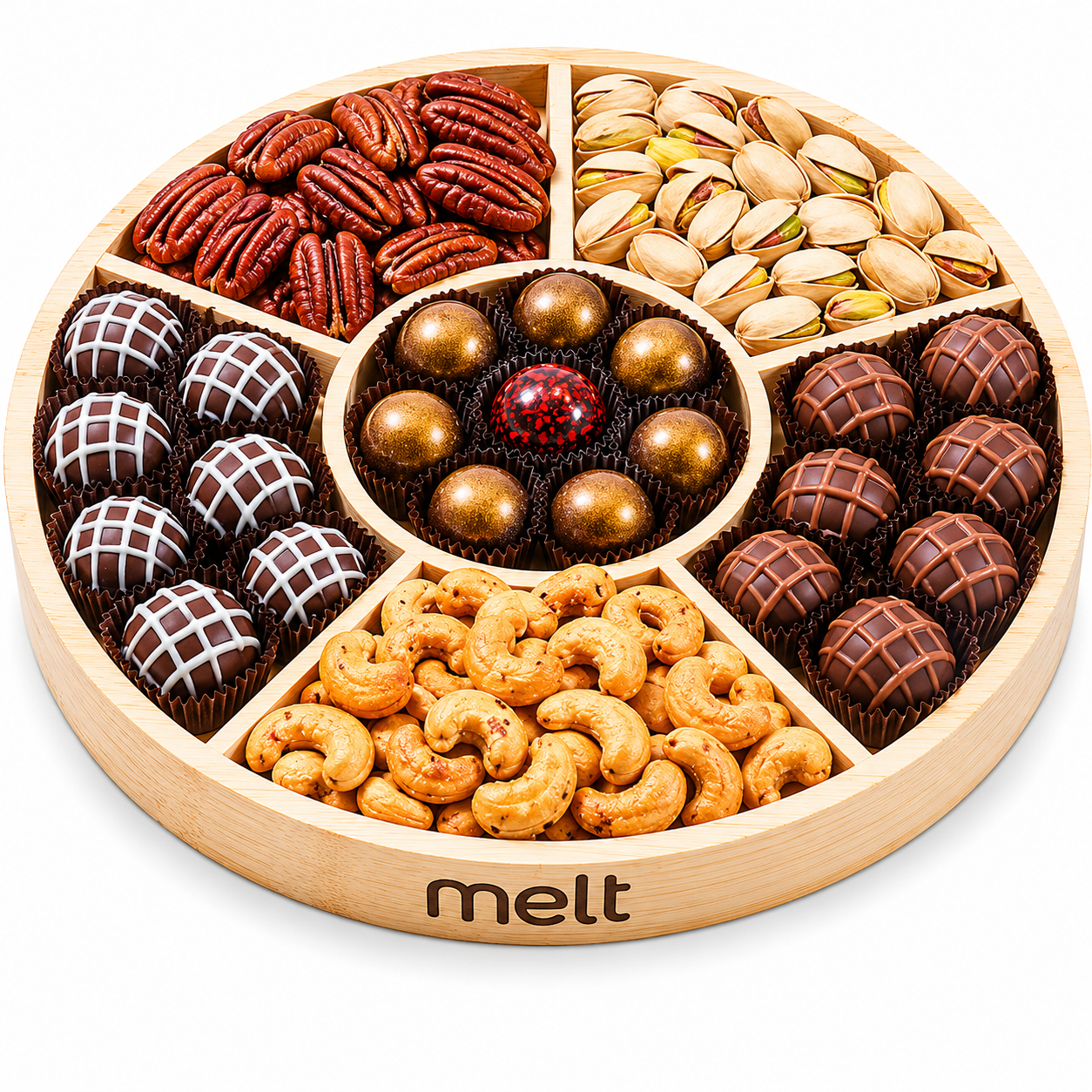 5 Section Chocolates and Nuts Wooden Tray