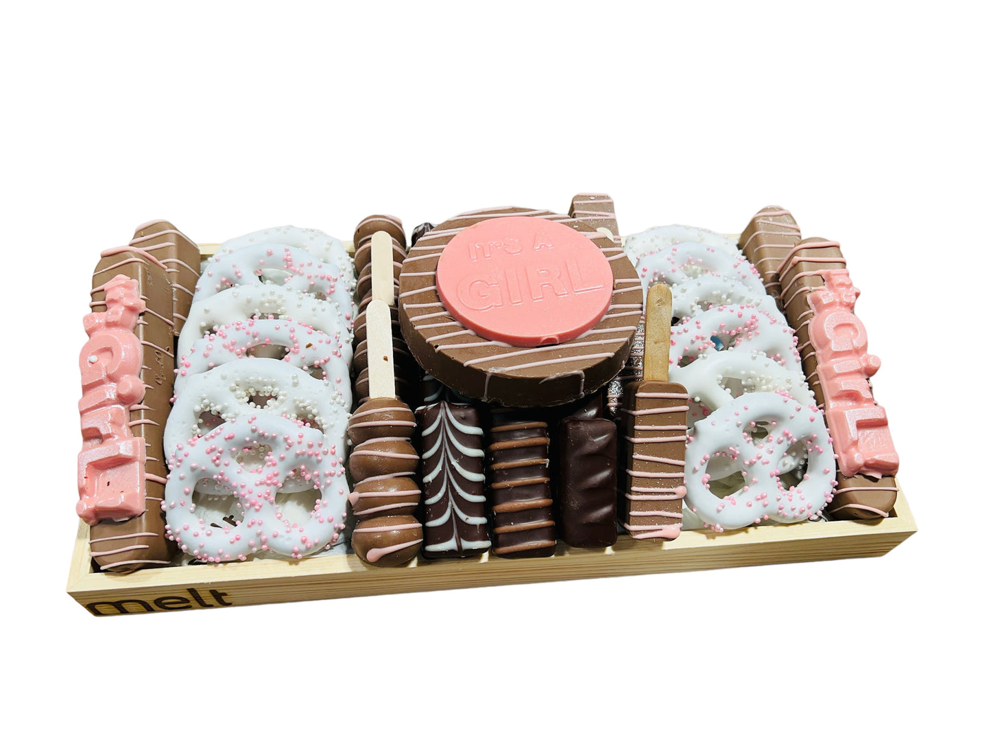 It’s a girl tray with melt signature center