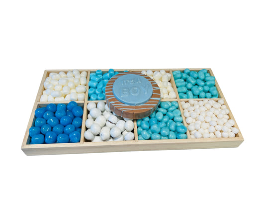 It’s a boy tray with melt signature center