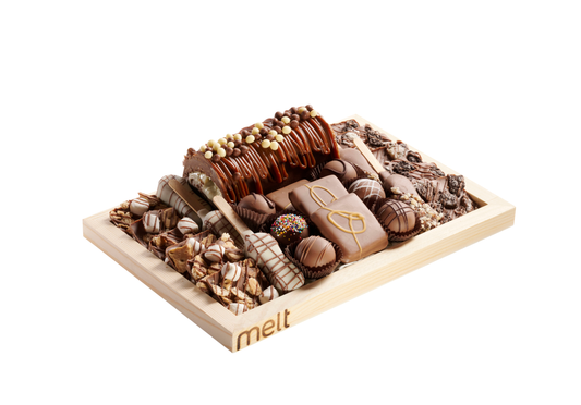 Dairy Chocolate Log and Chocolates Wooden Tray