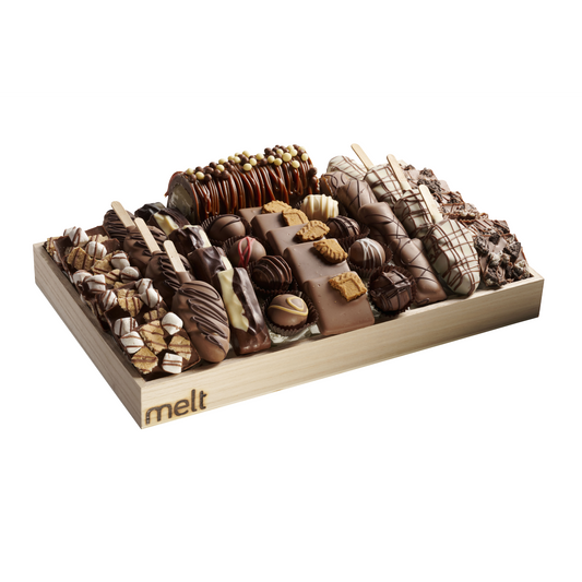 Dairy Chocolate Log and Chocolates Combo Wooden Tray