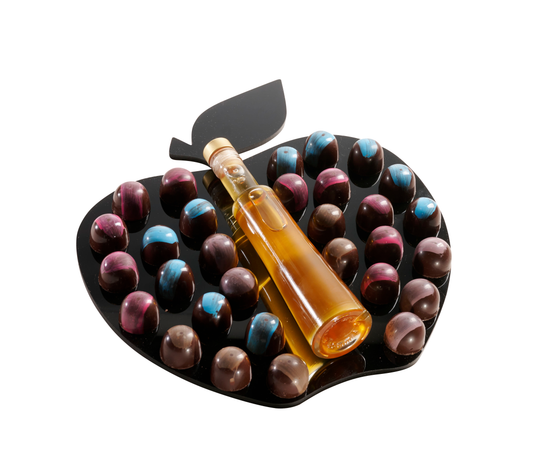 Chocolate Balls on Acrylic Apple
