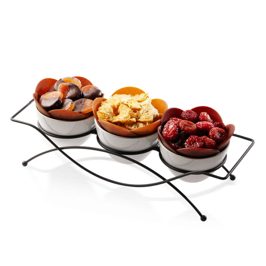 Three department dried fruit dish tray