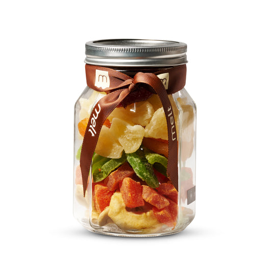 Dried fruit in glass mason jar