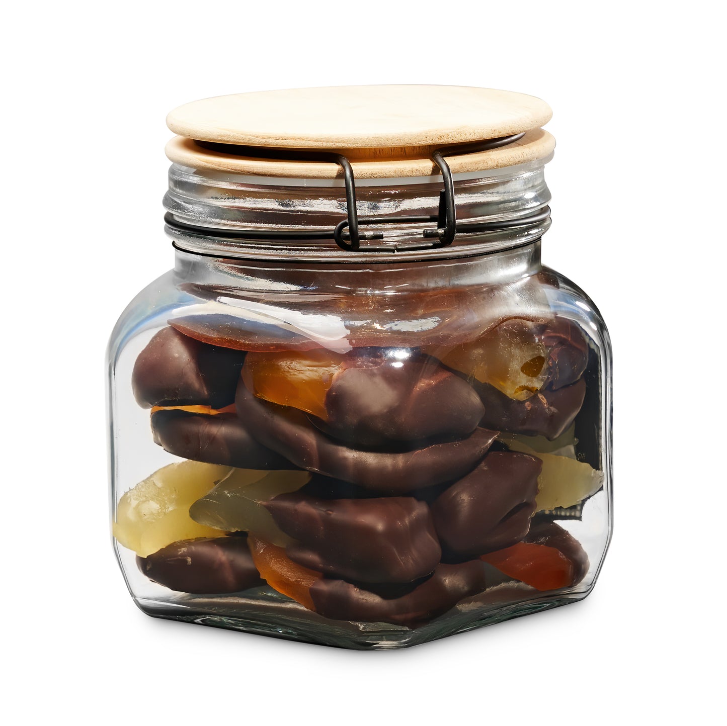 Chocolate dip dried fruit deluxe glass mason