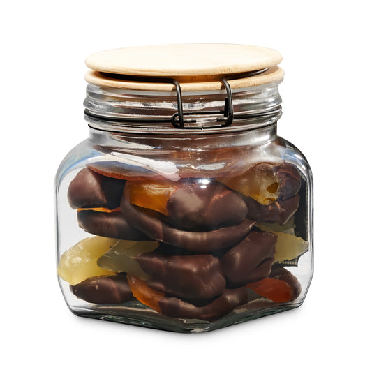Chocolate dip dried fruit deluxe glass mason