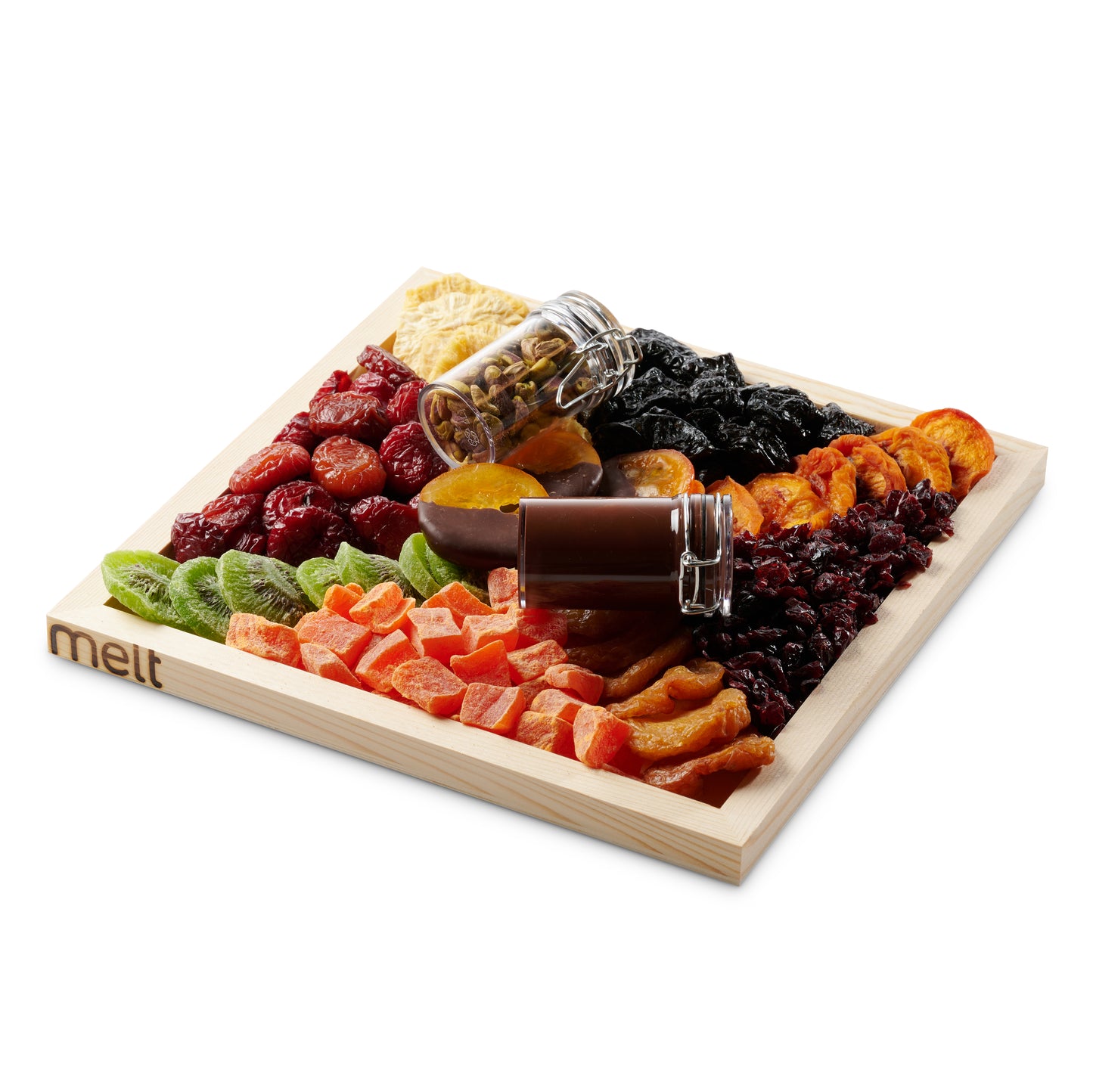 Melt dried fruit board with Chocolate Melt