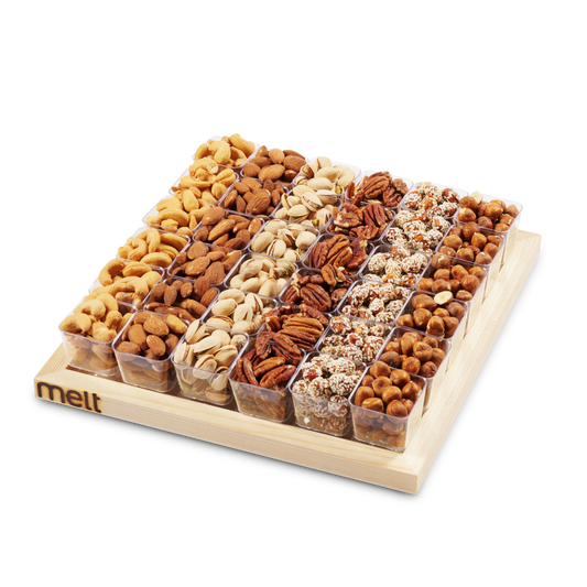 Nuts Cups in a Wooden Tray