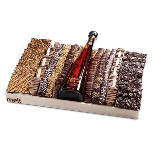 Premium Chocolates and Wine Wooden Tray