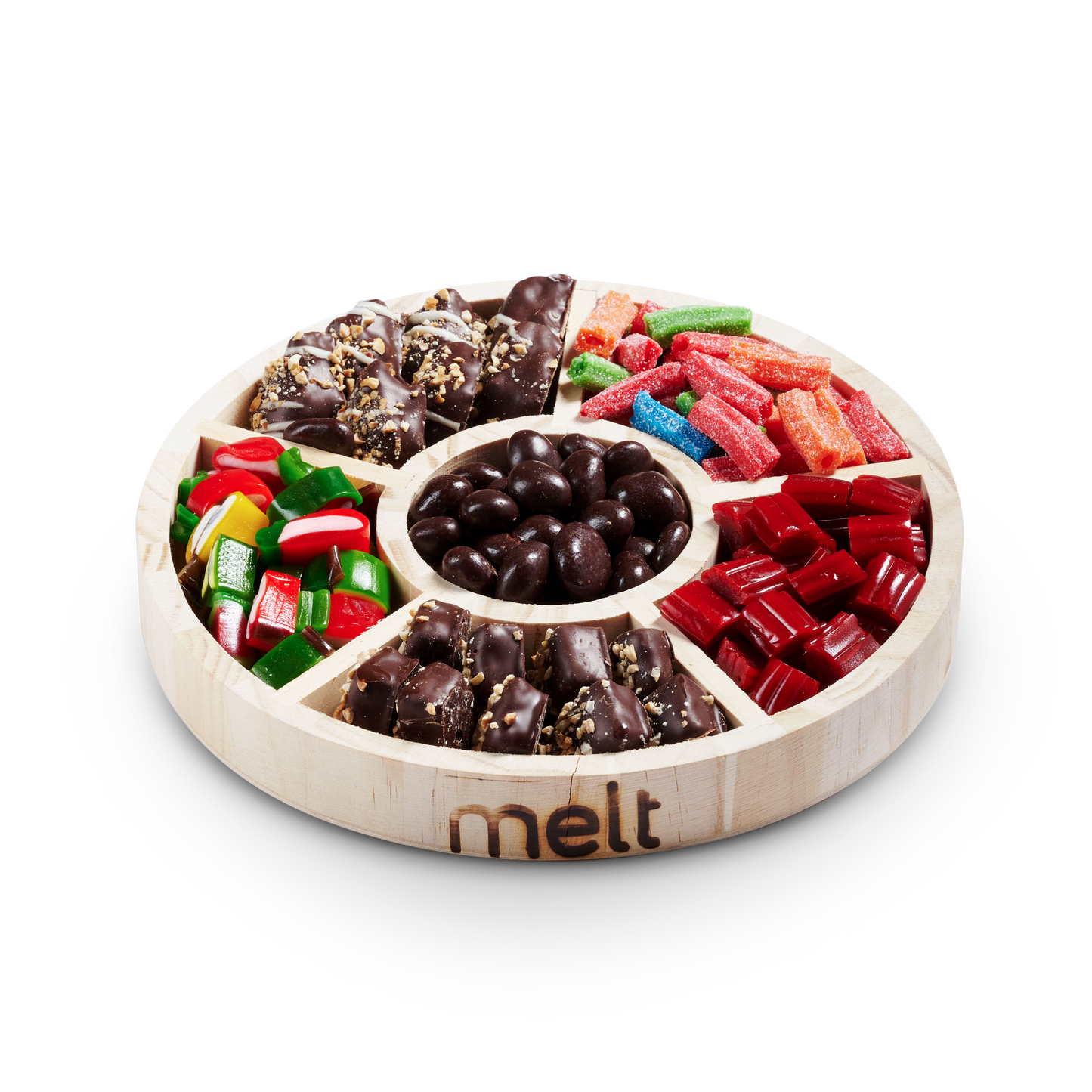 6 Section Chocolate and Candy Wooden Tray