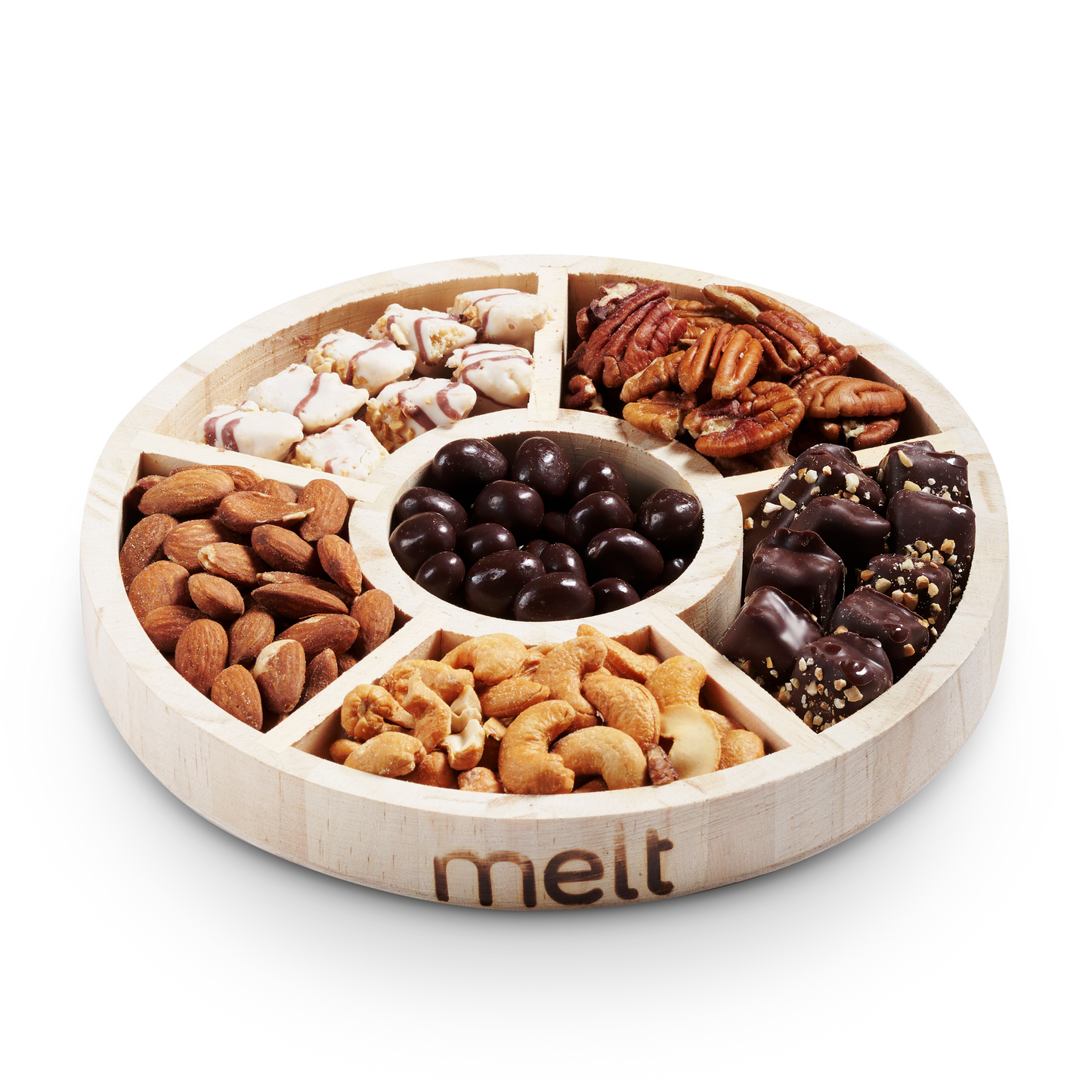 6 Section Nuts and Chocolates Wooden Tray