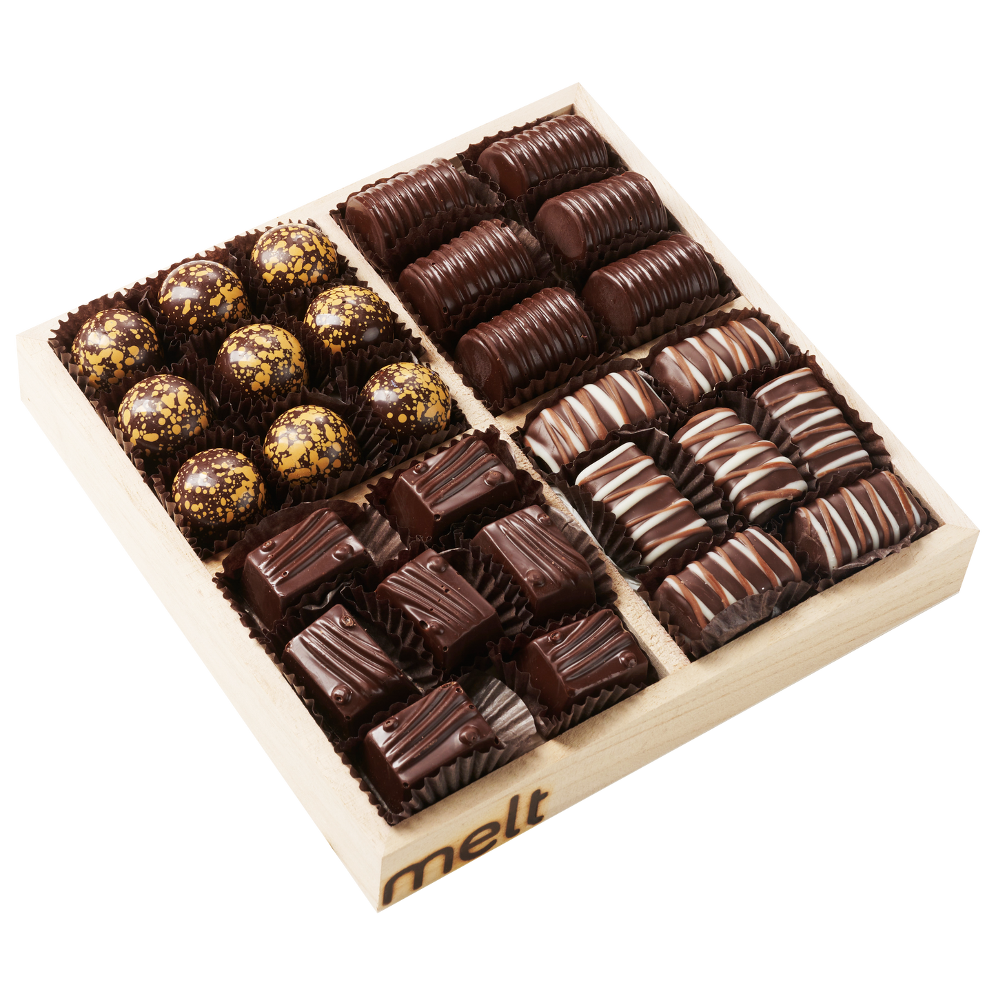 4 Section Chocolates Wooden Tray