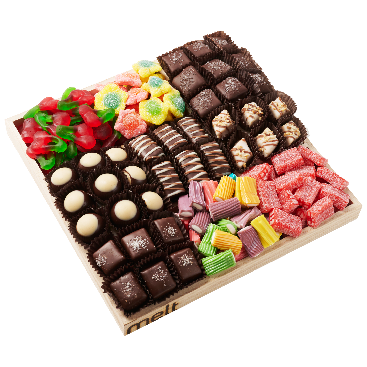 Section Chocolates and Candy Wooden Tray