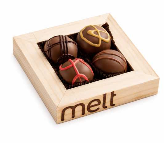 4 Dairy Chocolate Balls Wooden Tray