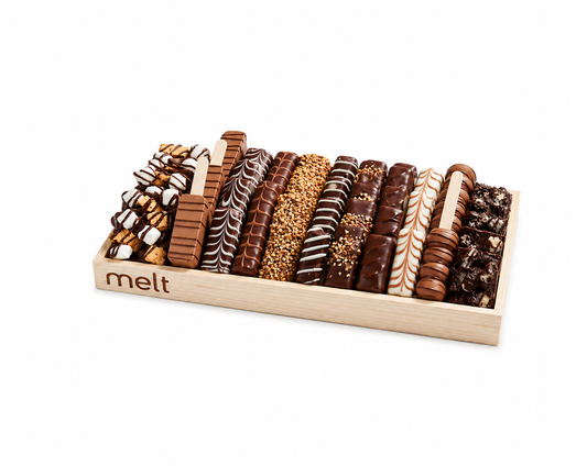Chocolate wood tray Assorted premium chocolates