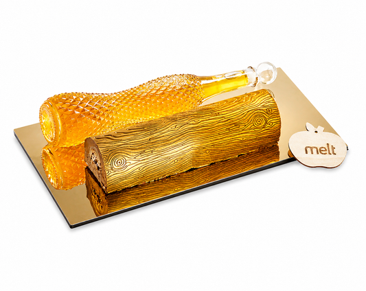 Deluxe Chocolate Log + Honey on Gold Acrylic Base
