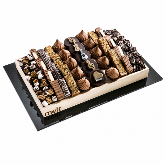 Musical Chocolates on Wooden Tray with Acrylic Base