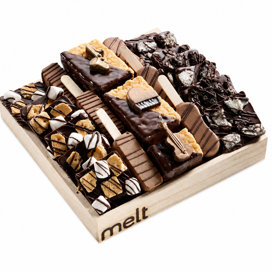 Musical Peanut Chews + Chocolate Barks/Pops Wooden Tray