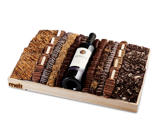 Deluxe Chocolates and Wine Wooden Tray