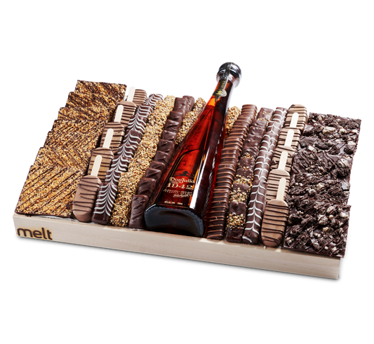 Premium Chocolates and Wine Wooden Tray