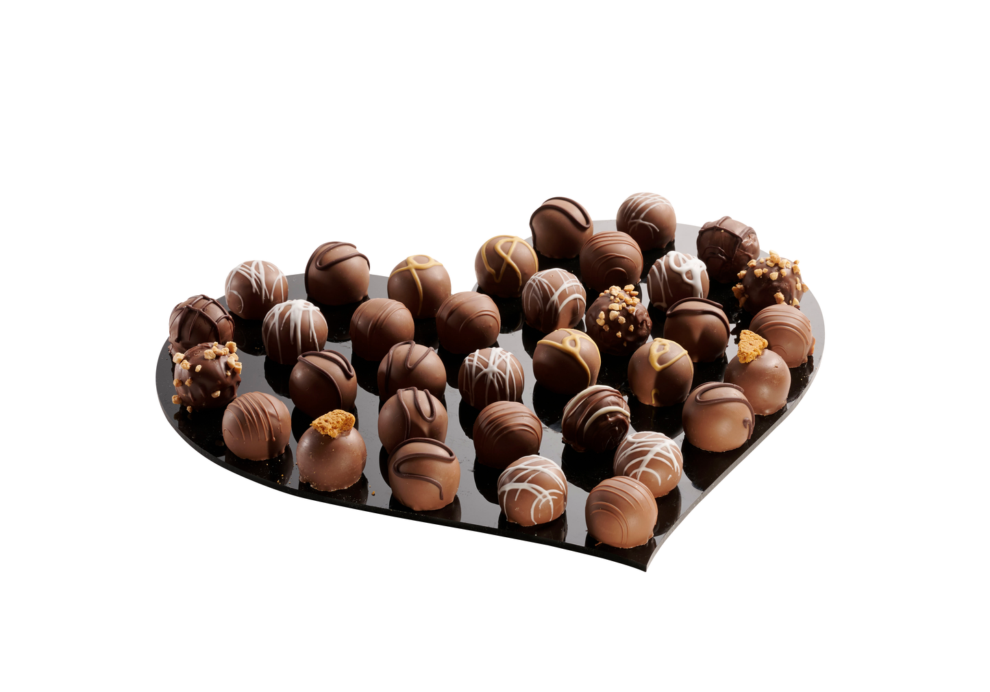 Dairy Chocolate Balls on Acrylic Heart