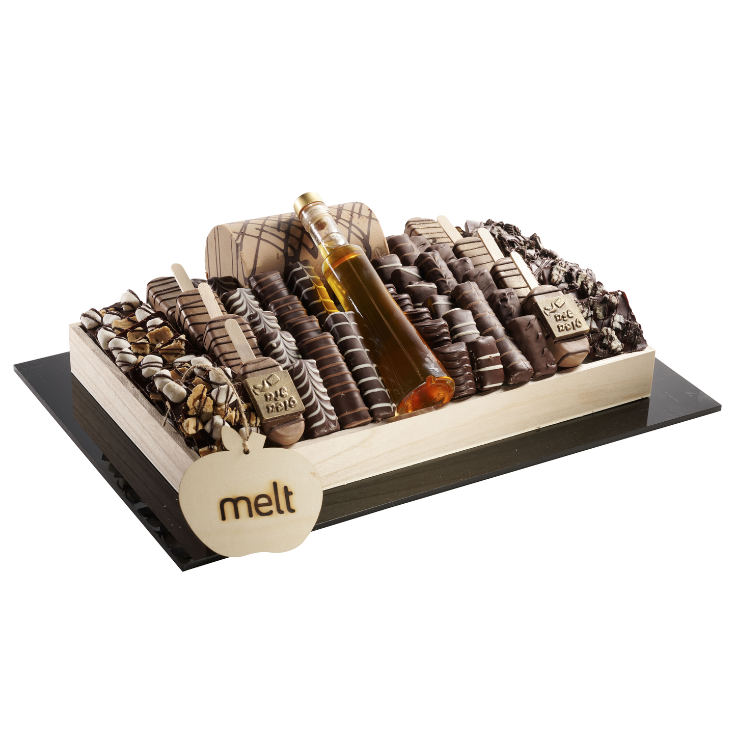 Chocolate Log + Various Chocolates + Honey Tray with Acrylic Base