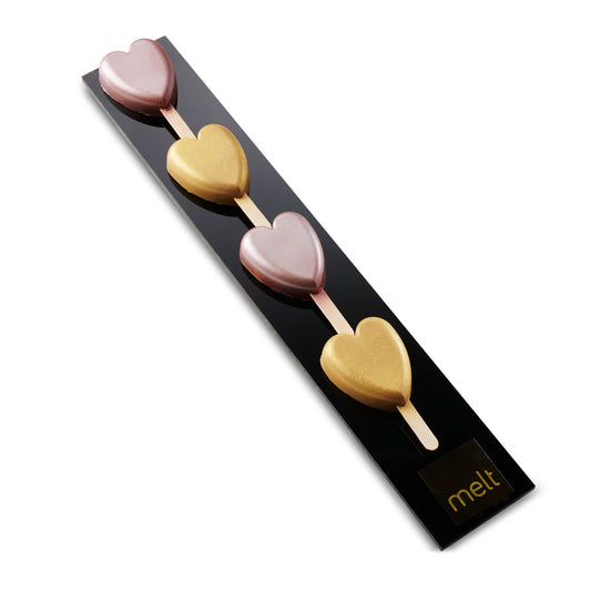 Heart chocolate pops on acrylic