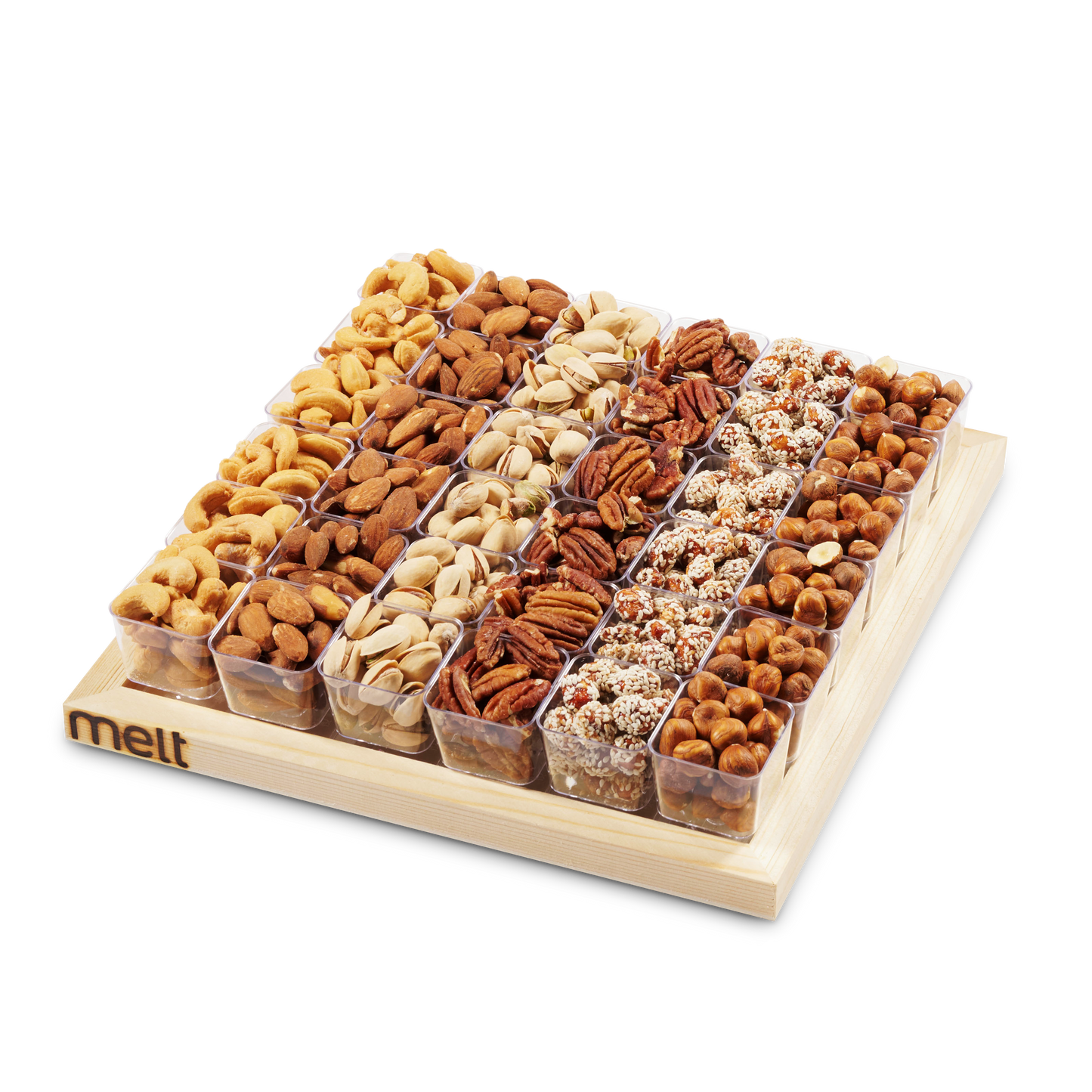 Nuts Cups in a Wooden Tray