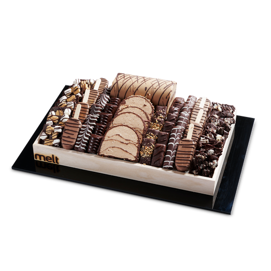 Premium Log Slices and Chocolates Wooden Tray with Acrylic Base