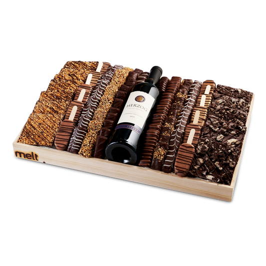 Deluxe Chocolates and Wine Wooden Tray