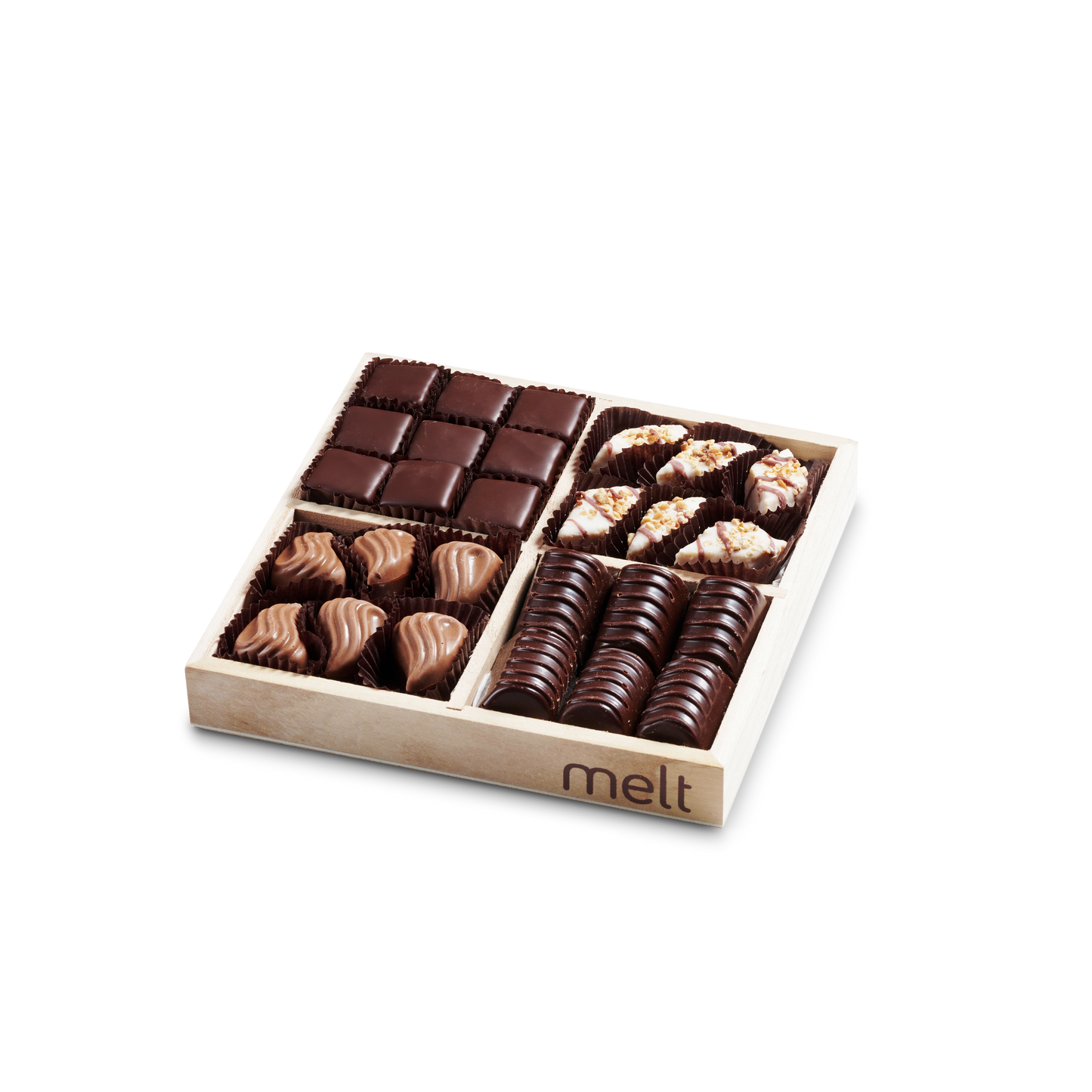 4 Section Wooden Chocolates Tray